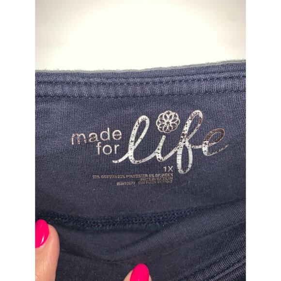 Made for Life Women's 1X Blue Knit Capri Pants Elastic Waist Casual - Picture 2 of 5